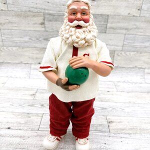 1999 Clothtique Possible Dreams Ltd 10" Tall Santa Strikes Again Bowling